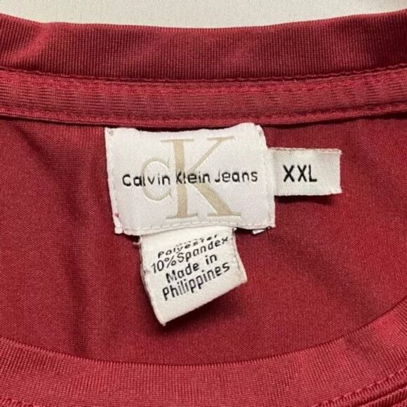 Calvin Klein Jeans Tee Men's XXL Deep Red CK Performance Active Wear T-Shirt - Picture 6 of 7